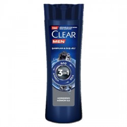 Clear Men 3 in 1 Şampuan & Duş Jeli Arındırıcı Kömür 350 ml.