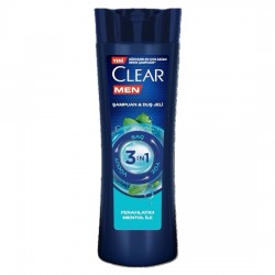Clear Men 3 in 1 Şampuan & Duş Jeli Ferahlatıcı Mentol 350 ml.