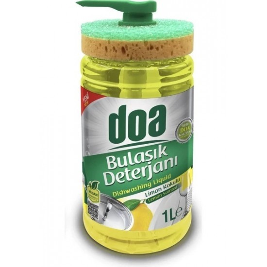 Doa Sıvı Bulaşık Deterjanı Süngerli Limon Kokulu.1000 ml (ÜCRETSIZ KARGO) 