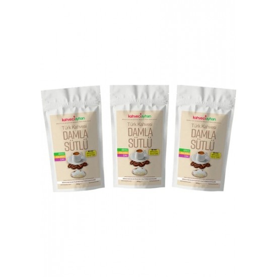 Kahveci Ayhan 3 x 200 gr Damla Sütlü Türk Kahvesi (ÜCRETSİZ KARGO)