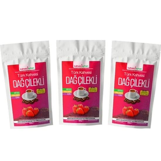 Kahveci Ayhan 3 x 200 gr Dağ Çilekli Türk Kahvesi (ÜCRETSİZ KARGO)