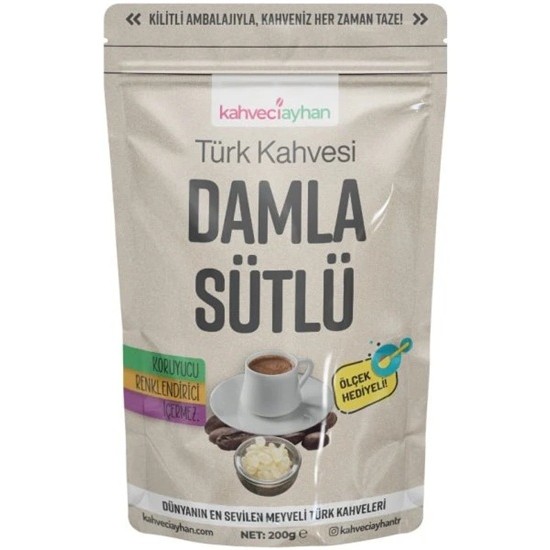 Kahveci Ayhan Damla Sütlü Türk Kahvesi 200 GR. (ÜCRETSİZ KARGO )